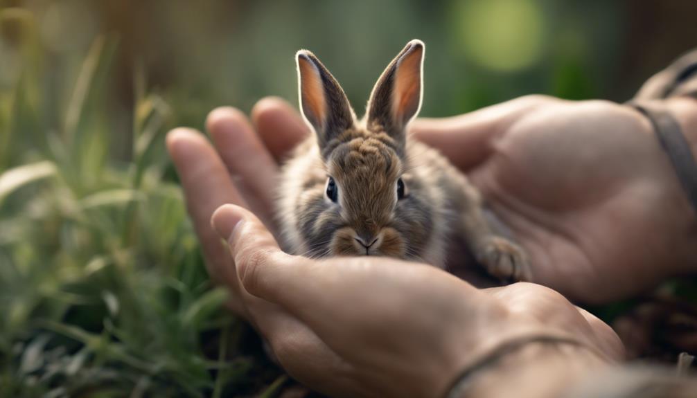 examining baby rabbit s health