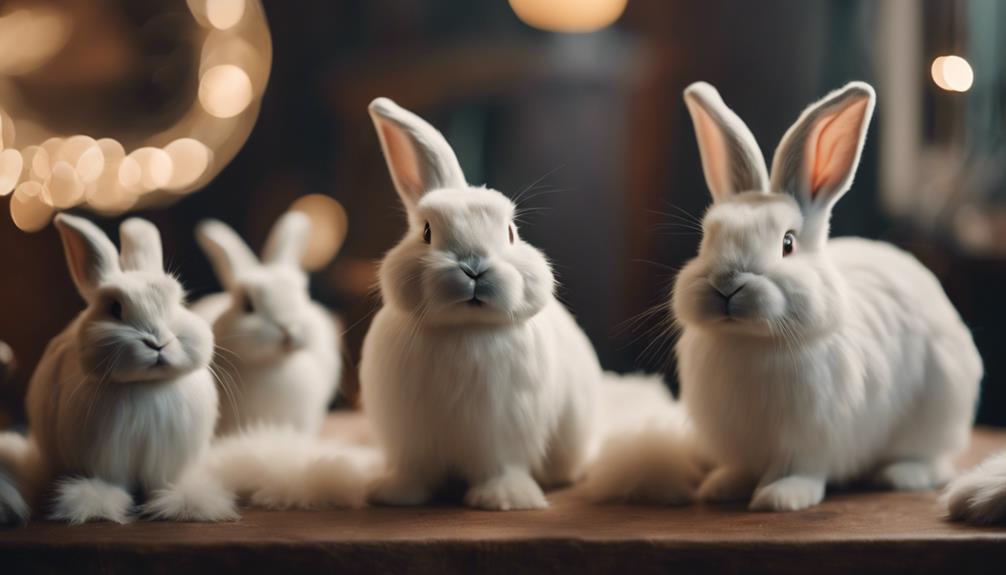 grooming rabbits with brushes