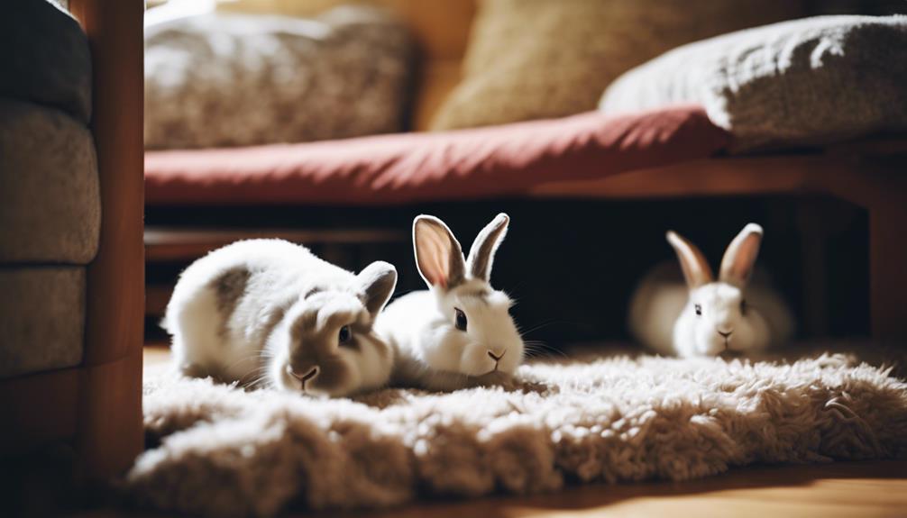 rabbit hiding in corners