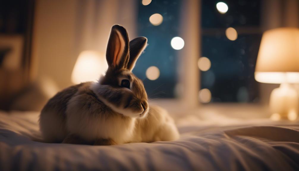 rabbit sleeping in bed